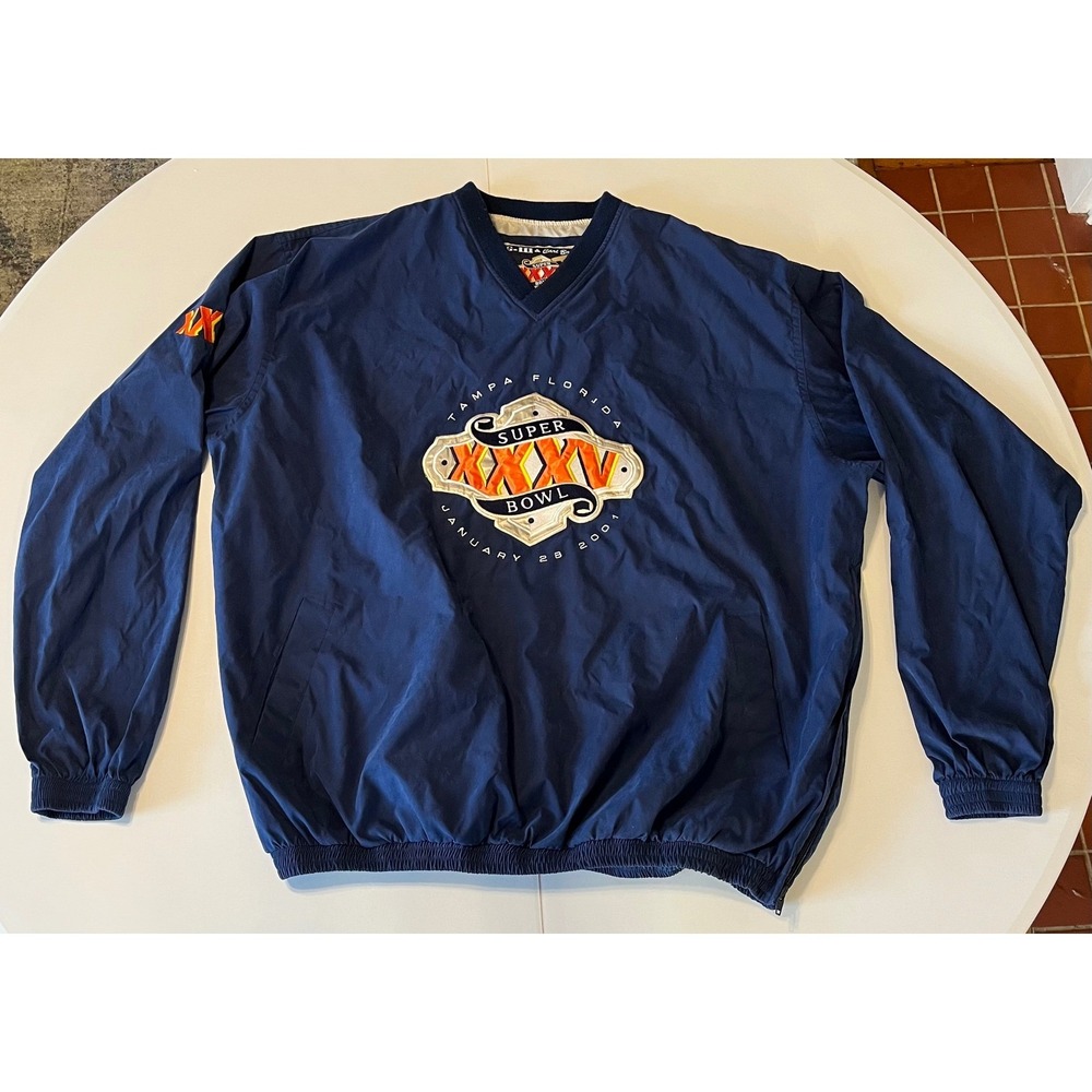 VTG Y2K G-III Carl Banks Super Bowl XXXV 2001 Windbreaker Pullover Navy XL‎